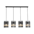 Swizzle 4Lt Bar Pendant, Matt Black Metal with Smoked Rods