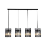 Swizzle 4Lt Bar Pendant, Matt Black Metal with Smoked Rods