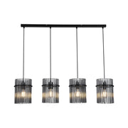Swizzle 4Lt Bar Pendant, Matt Black Metal with Smoked Rods