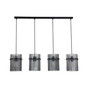 Searchlight Electric Swizzle 4Lt Bar Pendant, Matt Black Metal with Smoked Rods 55620-4SM