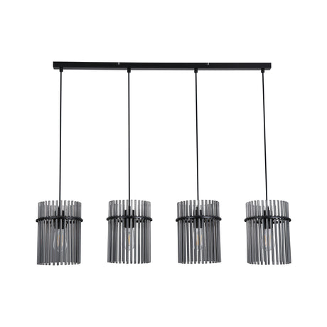 Searchlight Electric Swizzle 4Lt Bar Pendant, Matt Black Metal with Smoked Rods 55620-4SM