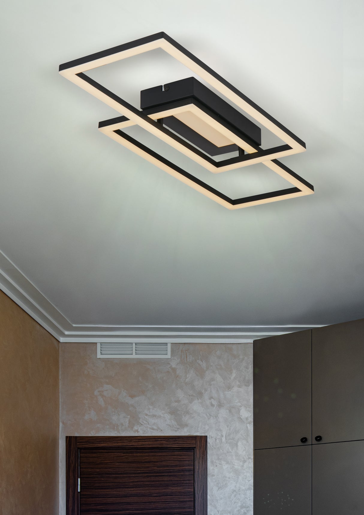 Searchlight Electric Ovaloid LED Flush. Matt Black 55624BK