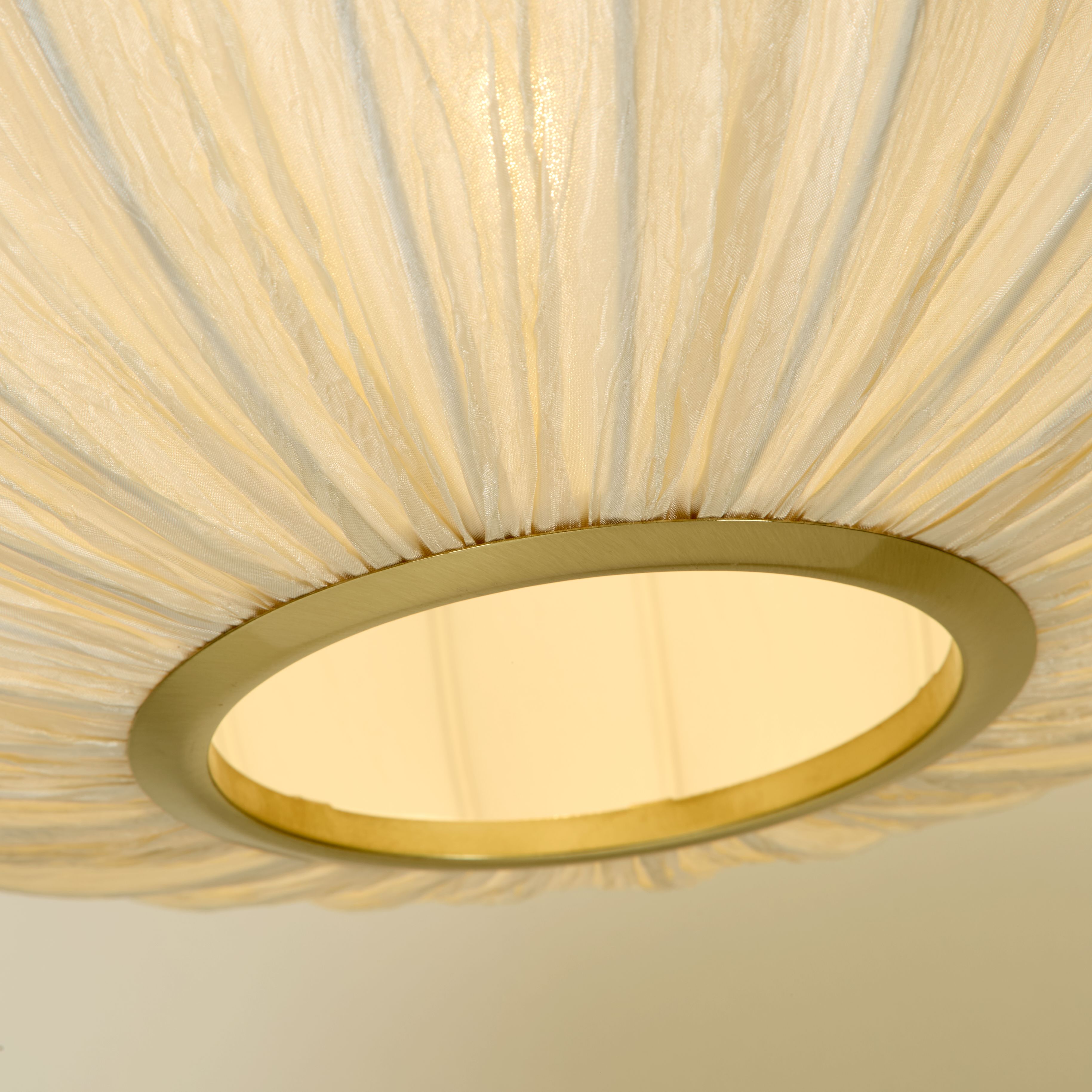 Searchlight Electric Bonnie 1Lt Pendant Satin Brass Metal &  Ivory Satin Shade 55712
