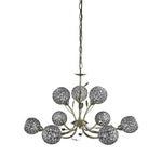 Searchlight Electric Bellis Ii 9Lt Pendant - Antique Brass & Clear Crystal Beads 5579-9AB