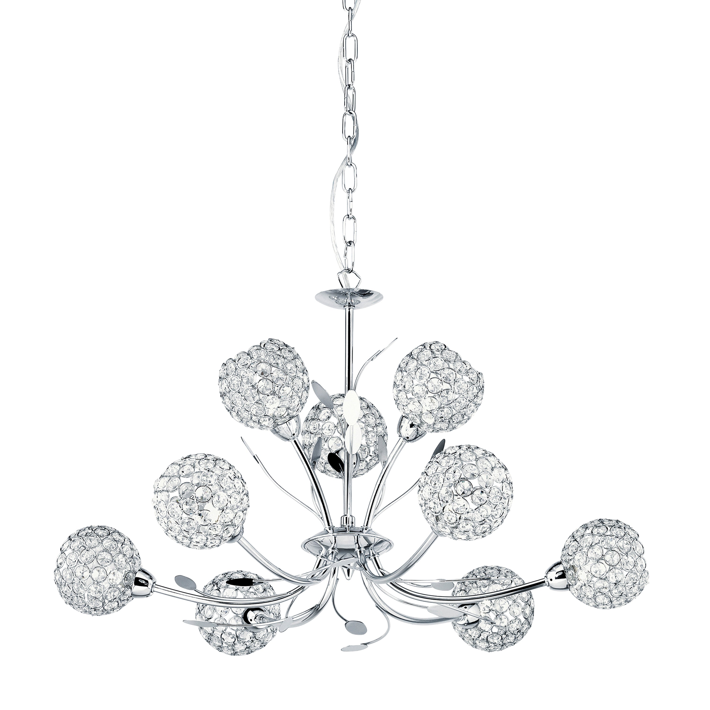 Bellis II 9Lt Pendant - Chrome & Clear Glass