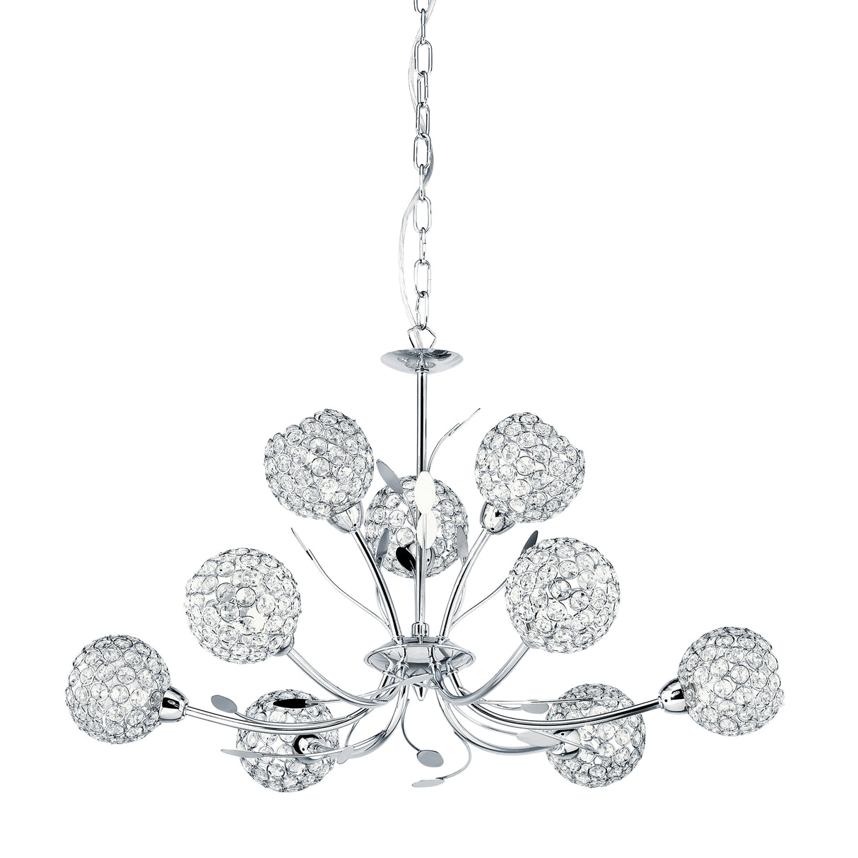 Bellis II 9Lt Pendant - Chrome & Clear Glass