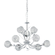 Bellis II 9Lt Pendant - Chrome & Clear Glass