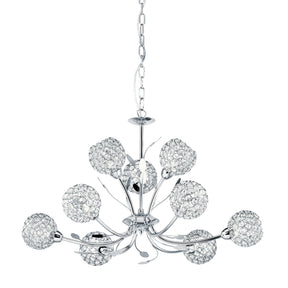 Bellis II 9Lt Pendant - Chrome & Clear Glass