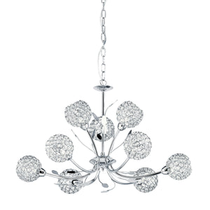 Bellis II 9Lt Pendant - Chrome & Clear Glass