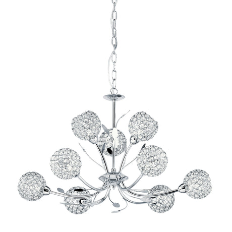 Bellis II 9Lt Pendant - Chrome & Clear Glass