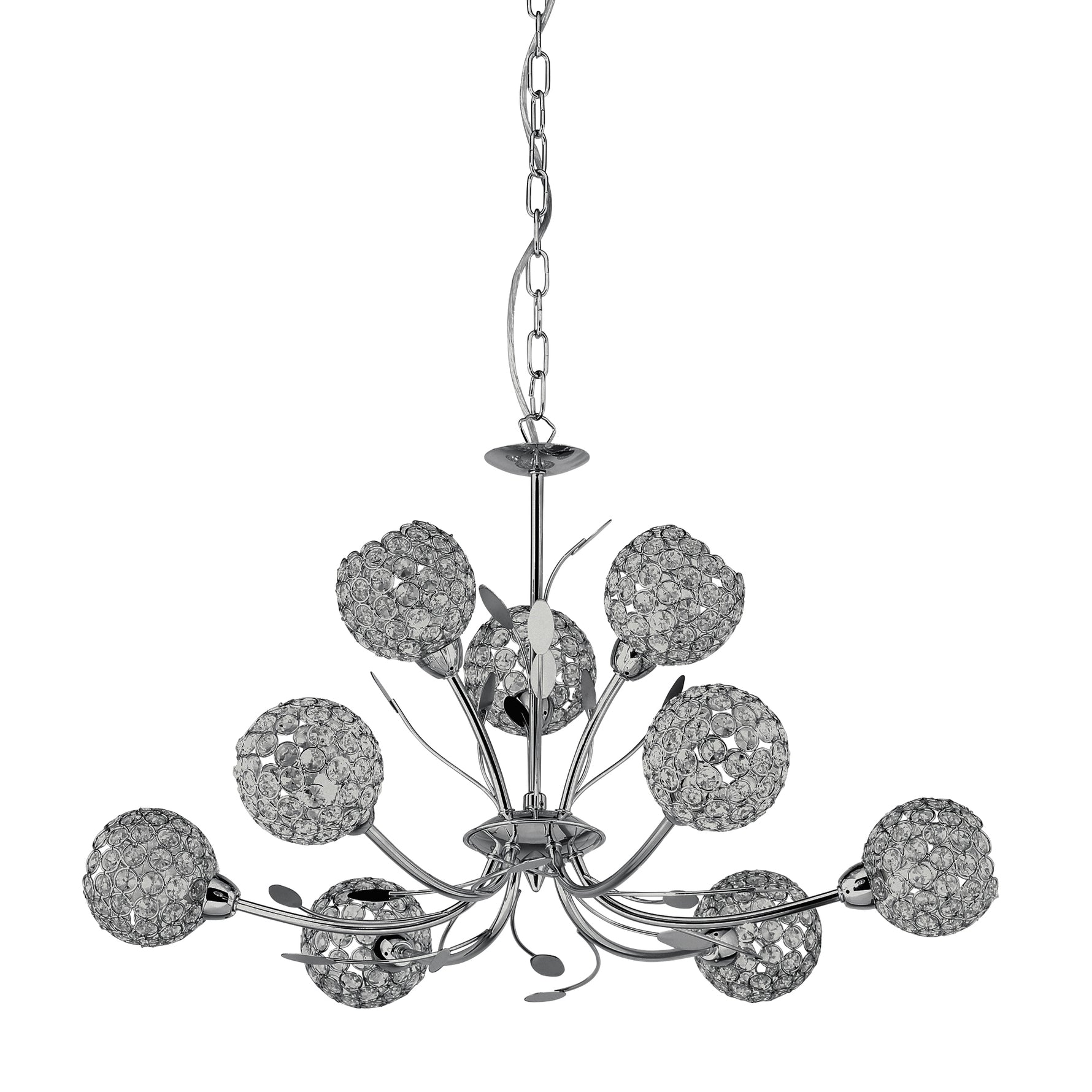 Searchlight Electric Bellis II 9Lt Pendant - Chrome & Clear Glass 5579-9CC