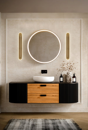 Searchlight Electric Couper LED Wall Light, Satin Brass Metal with Clear Acrylic 55910SB