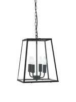Lantern Noir 4Lt Pendant  - Black Metal & Clear Glass