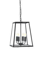 Searchlight Electric Lantern Noir 4Lt Pendant  - Black Metal & Clear Glass 5614BK