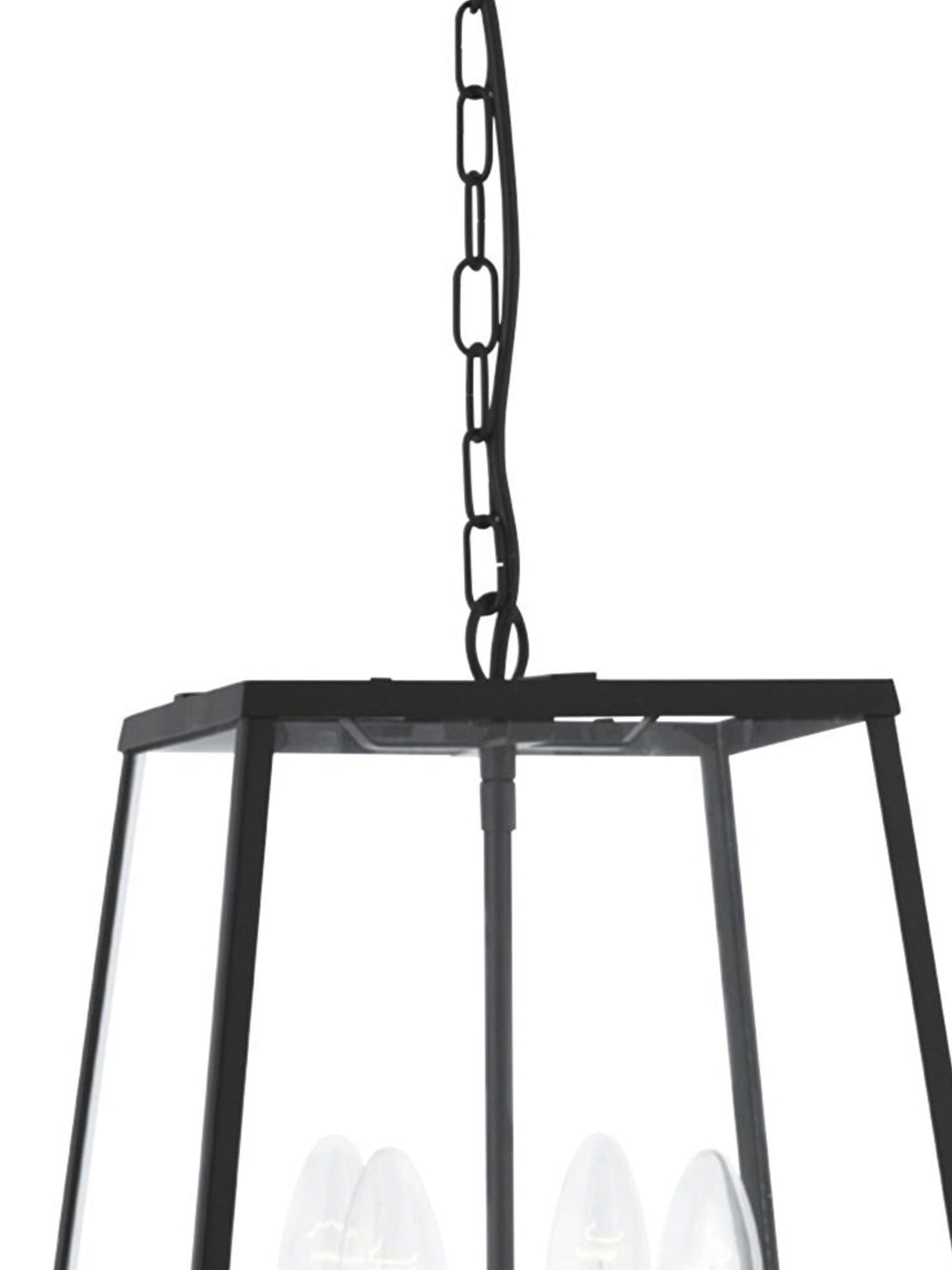 Searchlight Electric Lantern Noir 4Lt Pendant  - Black Metal & Clear Glass 5614BK