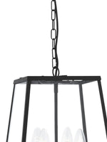 Searchlight Electric Lantern Noir 4Lt Pendant  - Black Metal & Clear Glass 5614BK