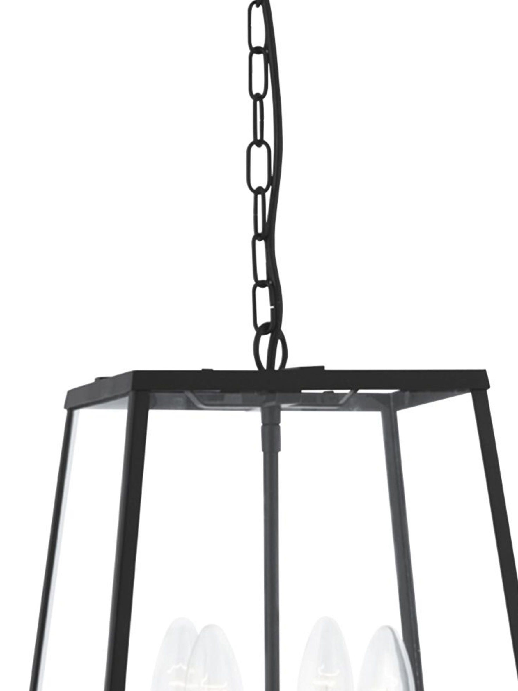 Searchlight Electric Lantern Noir 4Lt Pendant  - Black Metal & Clear Glass 5614BK