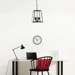 Searchlight Electric Lantern Noir 4Lt Pendant  - Black Metal & Clear Glass 5614BK