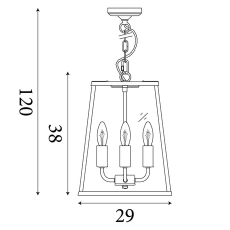 Searchlight Electric Lantern Noir 4Lt Pendant  - Black Metal & Clear Glass 5614BK