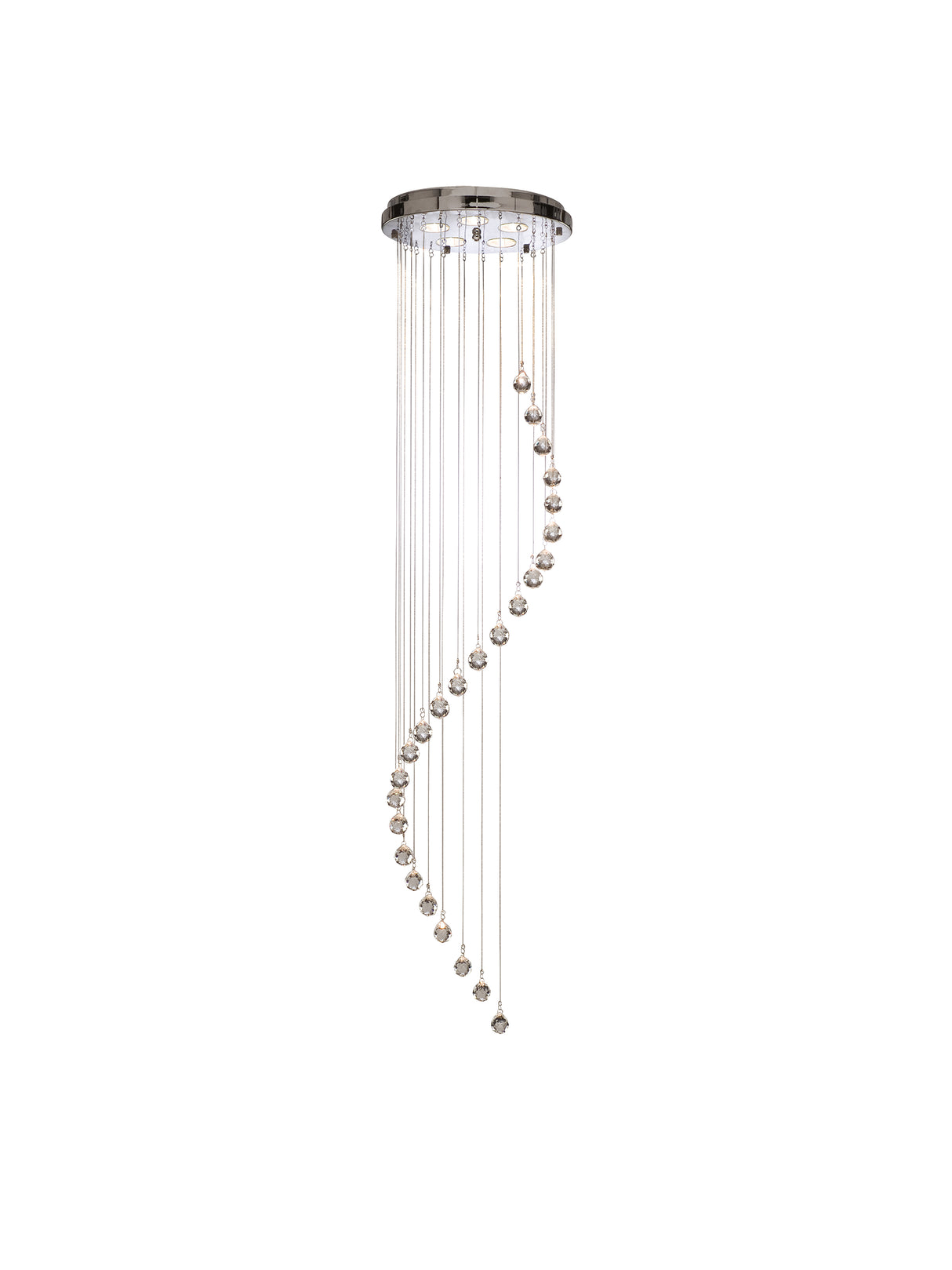 Hallway 5Lt Multi-Drop Pendant- Chrome Metal & Clear Crystal