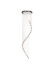 Hallway 5Lt Multi-Drop Pendant- Chrome Metal & Clear Crystal