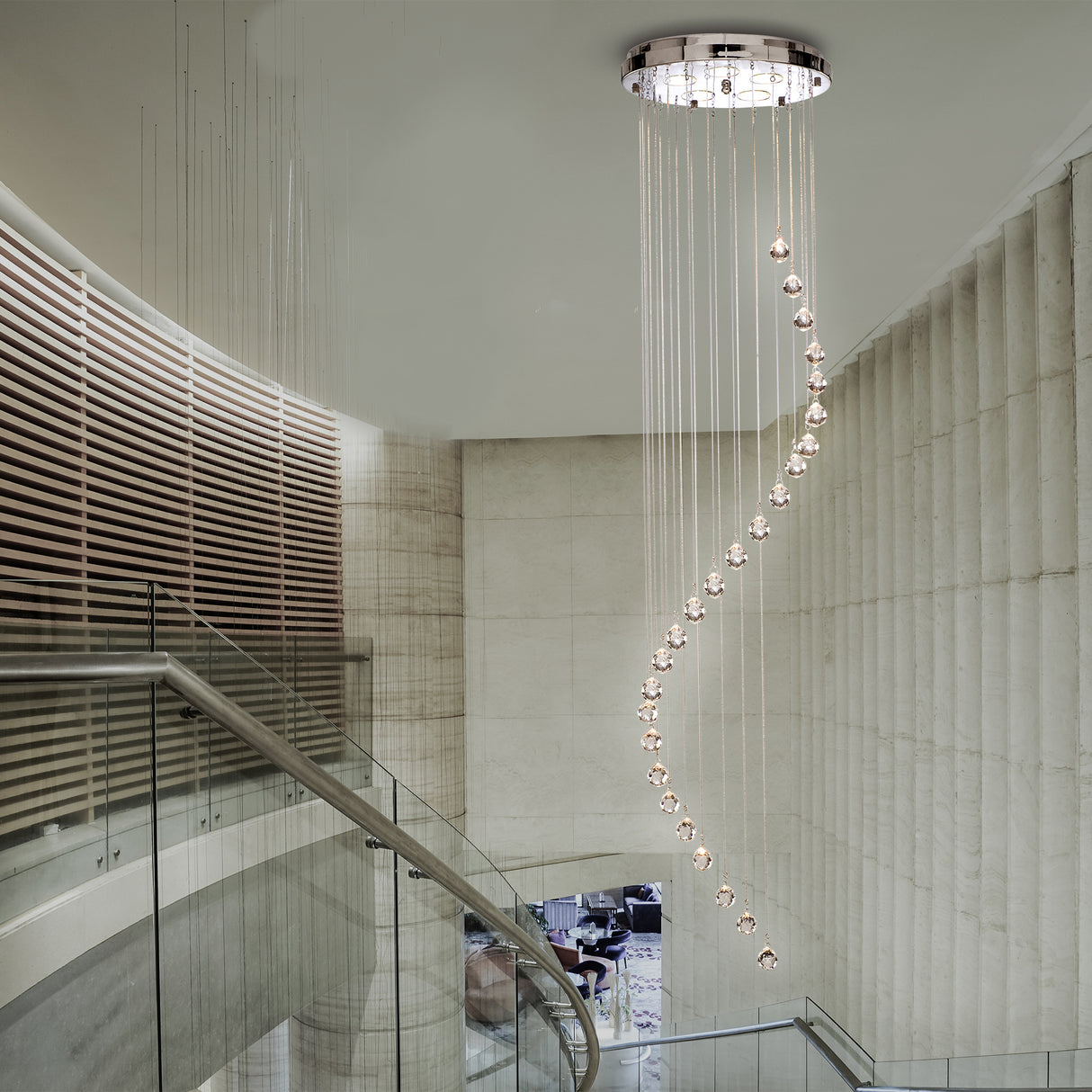 Searchlight Electric Hallway 5Lt Multi-Drop Pendant- Chrome Metal & Clear Crystal 5742CC