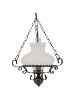 Searchlight Electric Oil Pendant  - Rust Metal & Clear & Opal Glass 576RU