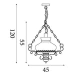 Searchlight Electric Oil Pendant  - Rust Metal & Clear & Opal Glass 576RU