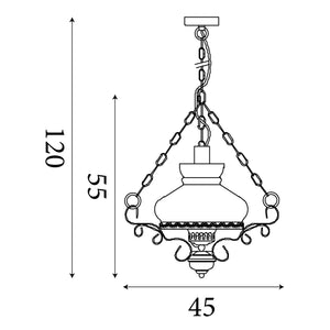 Searchlight Electric Oil Pendant  - Rust Metal & Clear & Opal Glass 576RU