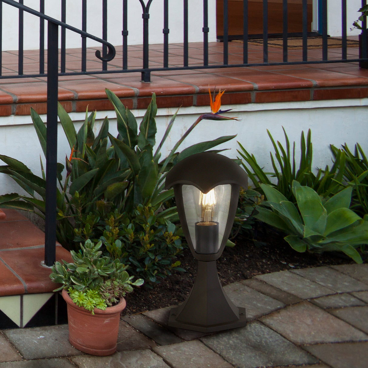 Searchlight Electric Bluebell Outdoor Post - Grey Metal & Clear Polycarb 57892-300
