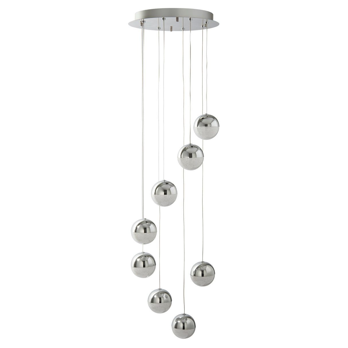 Searchlight Electric Marbles 8Lt Multi-Drop Pendant -  Chrome, Crushed Ice Shade 5848-8CC