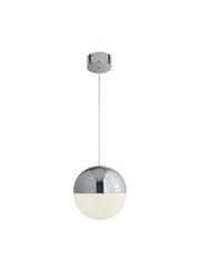 Marbles LED Pendant  -  Chrome Metal & Crushed Ice Shade