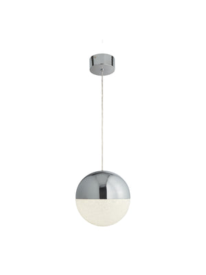 Marbles LED Pendant  -  Chrome Metal & Crushed Ice Shade