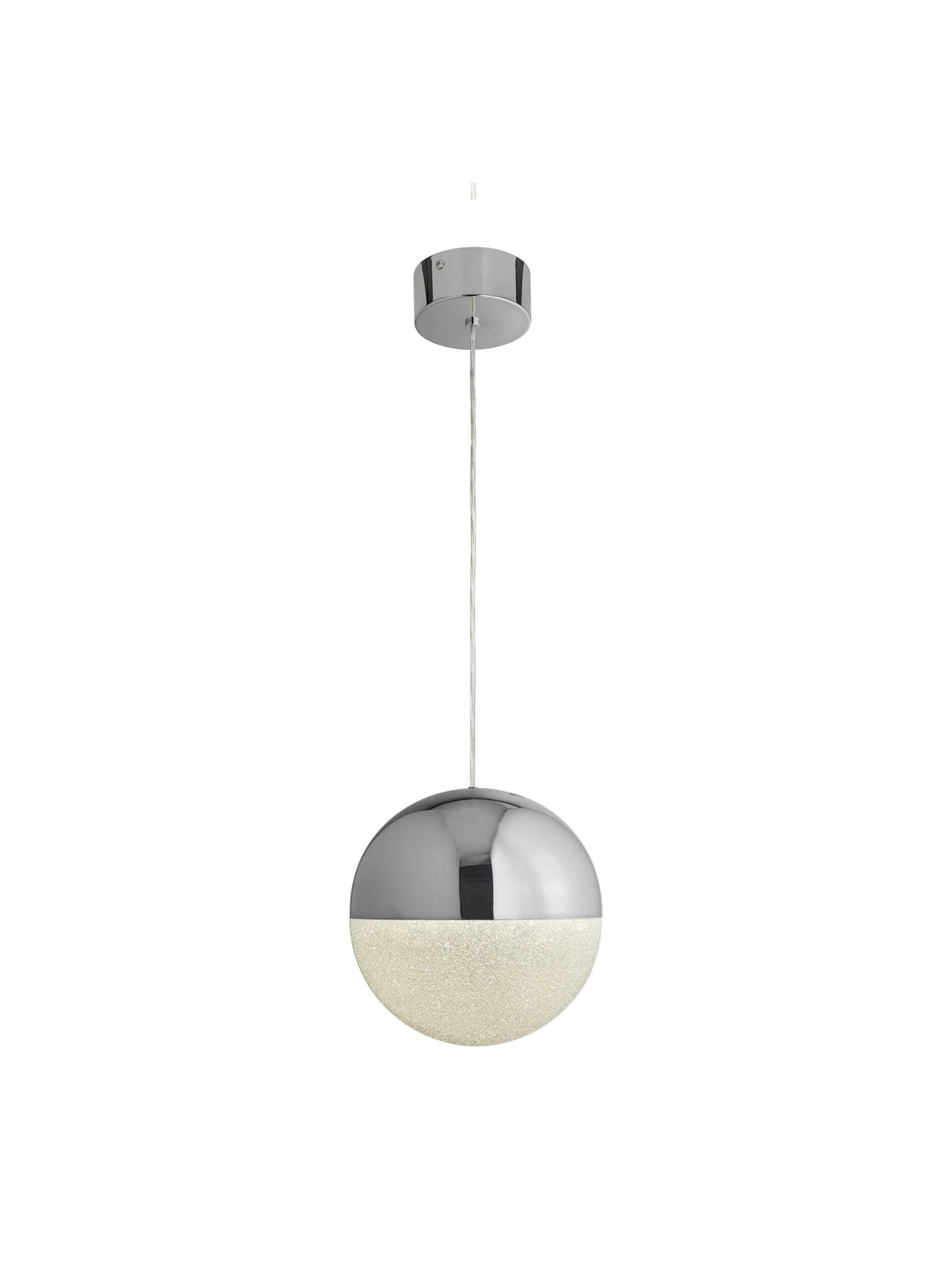 Searchlight Electric Marbles LED Pendant  -  Chrome Metal & Crushed Ice Shade 5881CC