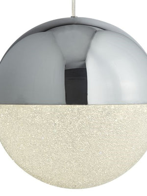 Searchlight Electric Marbles LED Pendant  -  Chrome Metal & Crushed Ice Shade 5881CC