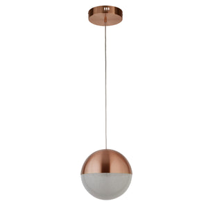 Searchlight Electric Marbles LED Pendant - Copper Metal & Crushed Ice Shade 5881CU