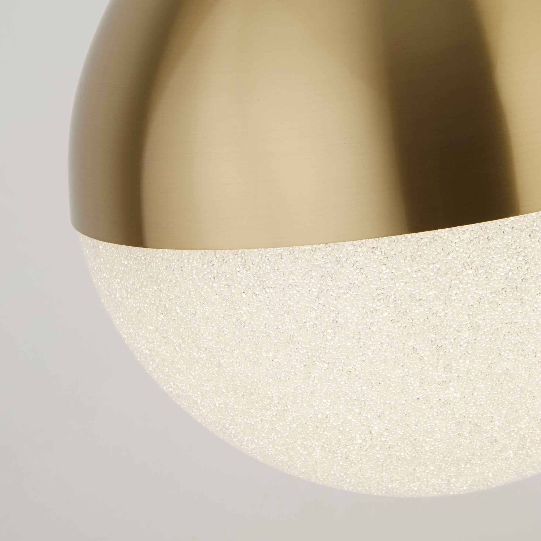 Searchlight Electric Marbles LED Pendant - Satin Brass Metal & Crushed Ice Shade 5881SB