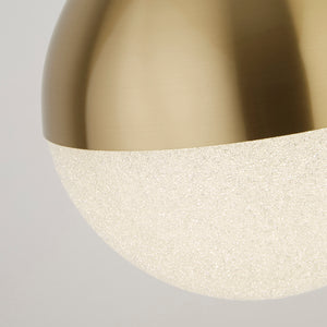 Searchlight Electric Marbles LED Pendant - Satin Brass Metal & Crushed Ice Shade 5881SB