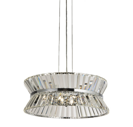 Uptown 7Lt Pendant/Semi-Flush - Chrome Metal & Clear Crystal