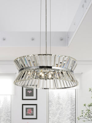 Searchlight Electric Uptown 7Lt Pendant/Semi-Flush - Chrome Metal & Clear Crystal 59410-7CC