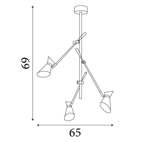 Searchlight Electric Diablo Spotlight 3Lt LED Ceiling Light - Matt Black Metal 5943-3BG