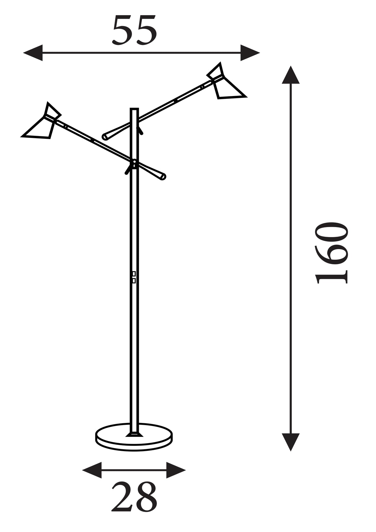 Searchlight Electric Diablo 2Lt Floor Lamp - Black & Gold Metal 5962-2BG