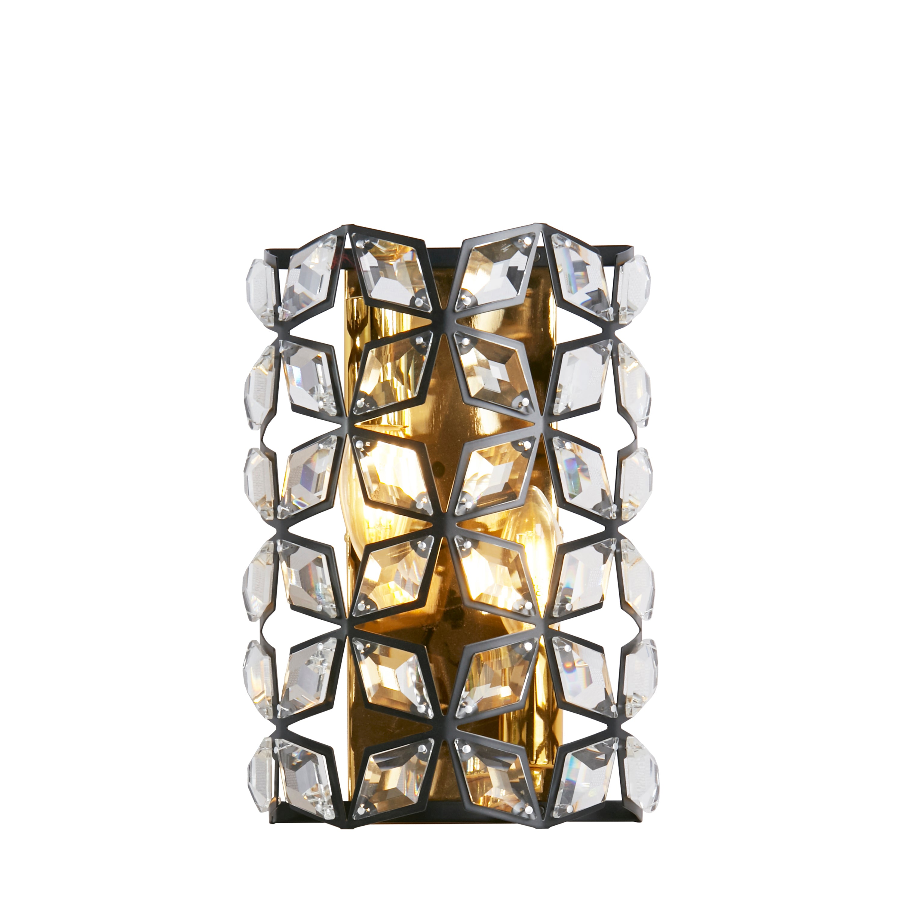 Iris Wall Light - Black Metal, Crystal & Brass