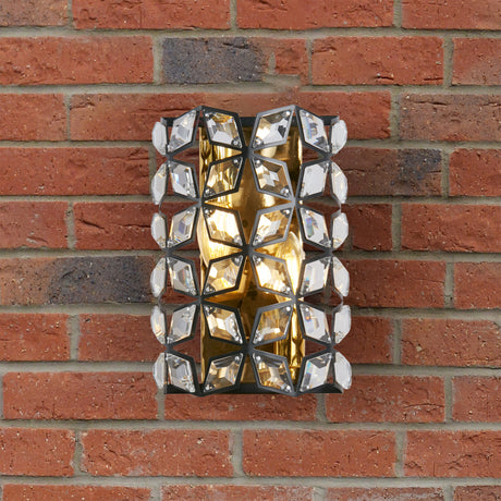 Searchlight Electric Iris Wall Light - Black Metal, Crystal & Brass 59811-1BSB