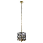 Searchlight Electric Iris 2Lt 25cm Round Pendant- Black Metal, Crystal & Brass 59811-2BSB