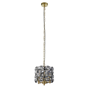 Searchlight Electric Iris 2Lt 25cm Round Pendant- Black Metal, Crystal & Brass 59811-2BSB