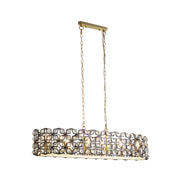 Iris 6Lt 100cm Long Bar Pendant - Black Metal, Crystal&Brass