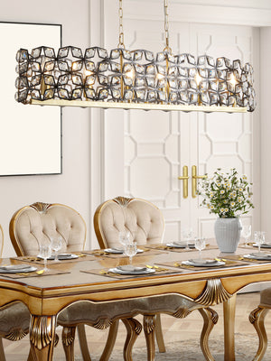 Searchlight Electric Iris 6Lt 100cm Long Bar Pendant - Black Metal, Crystal&Brass 59811-6BSB