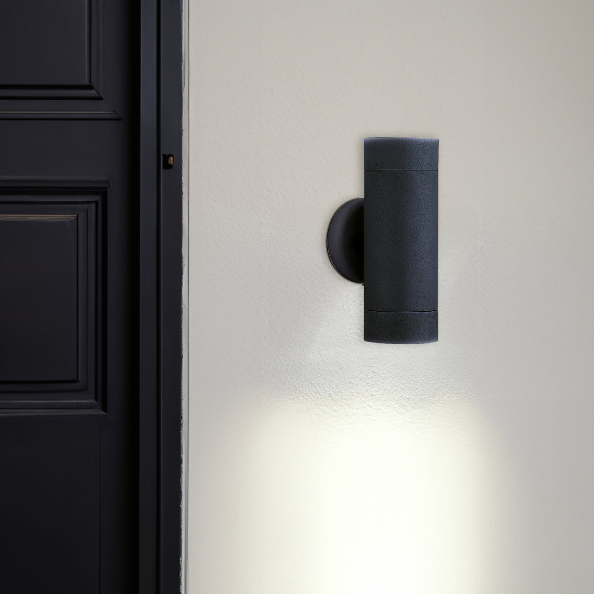 Searchlight Electric Metro Outdoor Wall Light - Silk Black Metal & Glass 6009-2BK-LED