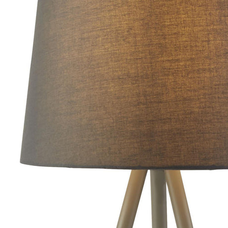 Searchlight Electric Rio Table Lamp - Satin Silver & Grey Metal & Grey Fabric 60421GY